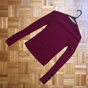 ZARA Ribbed Maroon Long-Sleeved Shirt, US Small
